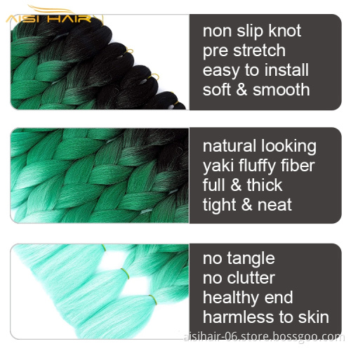 Aisi Hair Wholesale Braided Asap Attachment Africa 48 Inch Jumbo Braids Crochet Ombre Synthetic Braiding Hair Extensions